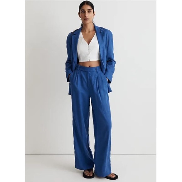 NEW Madewell Double-Breasted Crossover Blazer Jacket Notch Lapel Bluestone Large - Picture 2 of 7